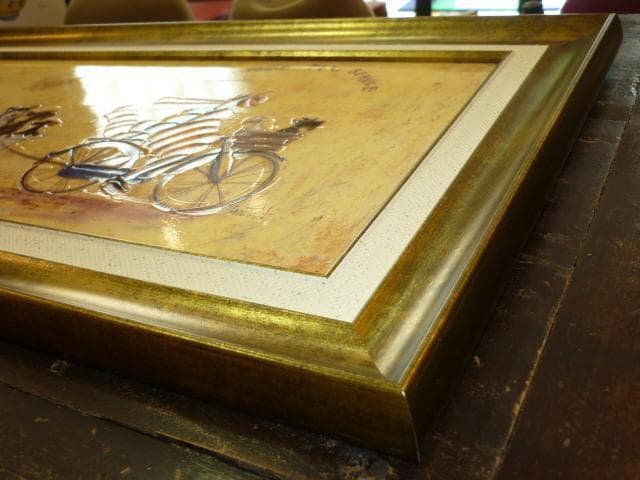 癒し　絵画★サムトフト アートフレーム「いぬタクシー」★【 動物＆癒しアート】