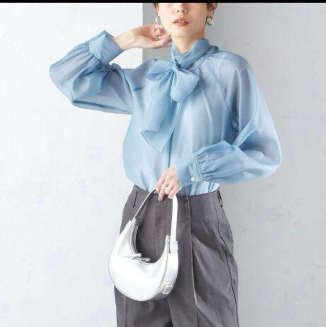 シップス　〈手洗い可能〉オーガンジー リボン ブラウス