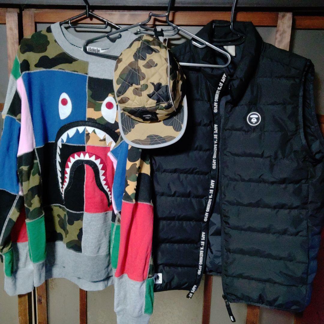アベイシングエイプAape スウェット・キャップ・ダウンベスト セット XL