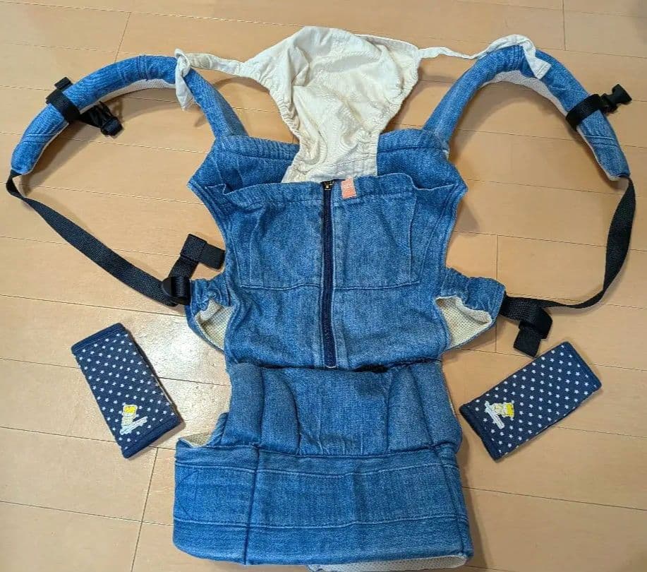 キューズベリー NICO デニム 抱っこ紐 前面ファスナー付き おんぶ