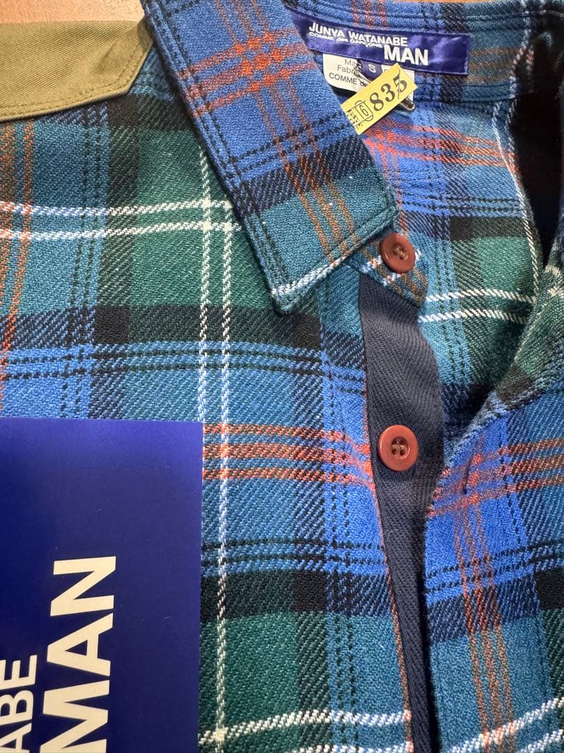 極美品 JUNYA WATANABE MAN 日本製 ウールチェックシャツ S