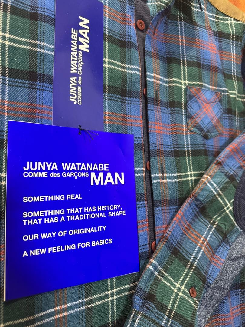 極美品 JUNYA WATANABE MAN 日本製 ウールチェックシャツ S