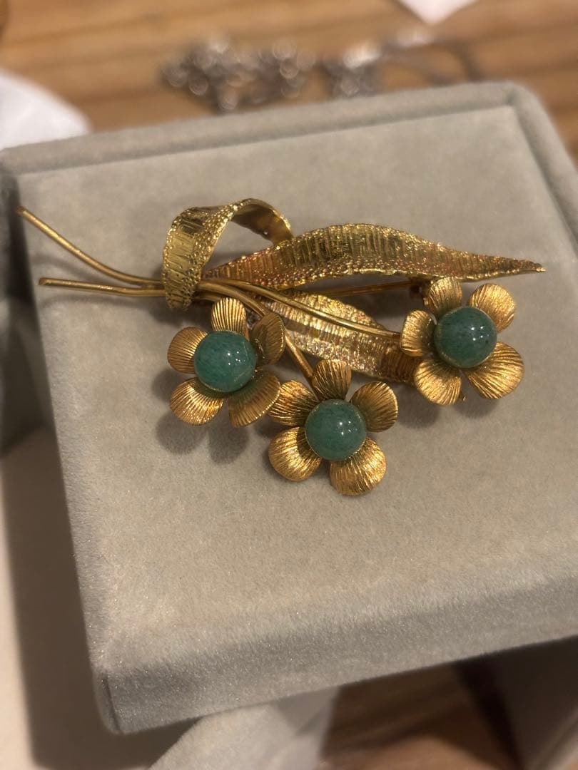 18k GOLD Overly ブローチUSAヴィンテージ