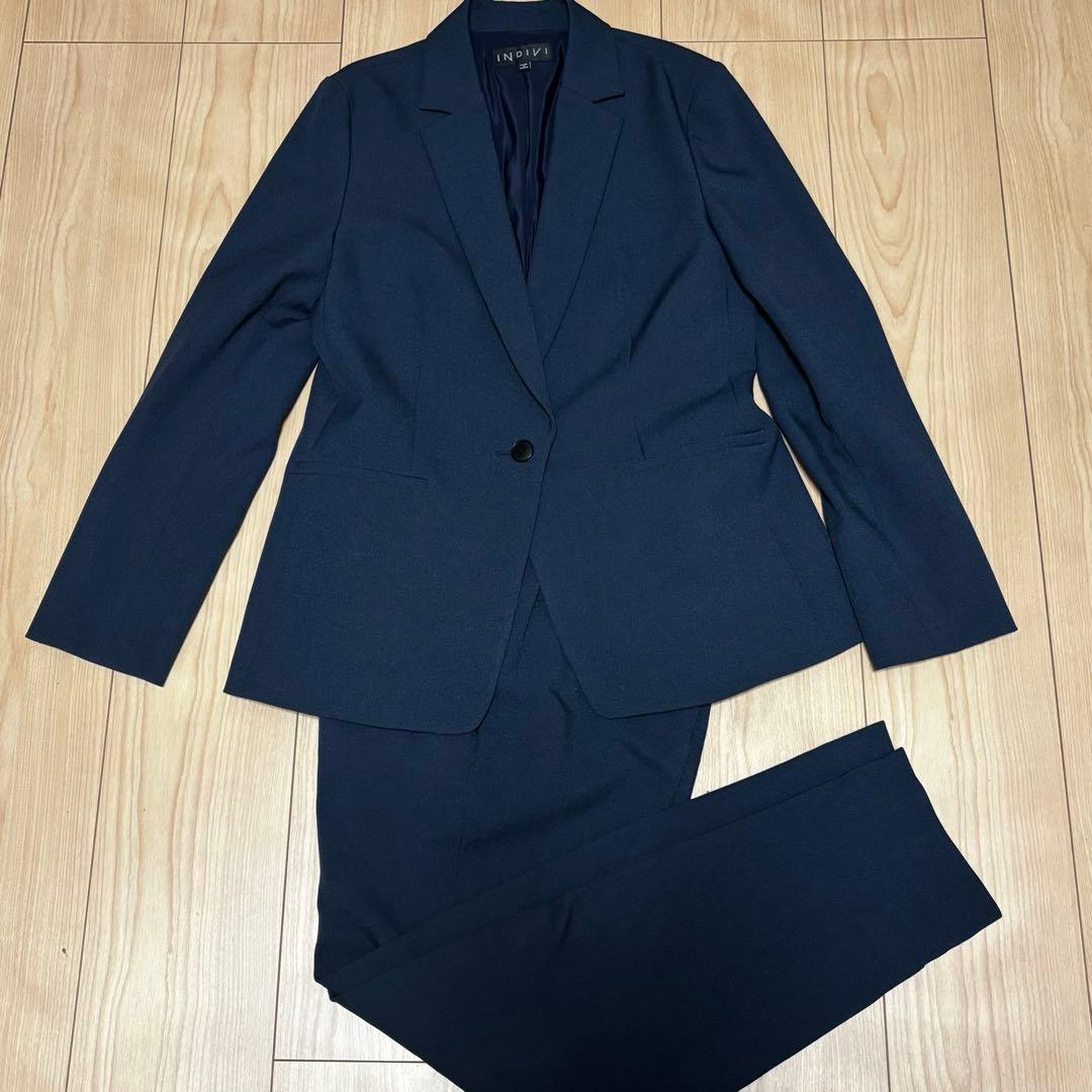 【日本製/洗える/UVケア】ウールライクテーラードジャケット&パンツINDIVI