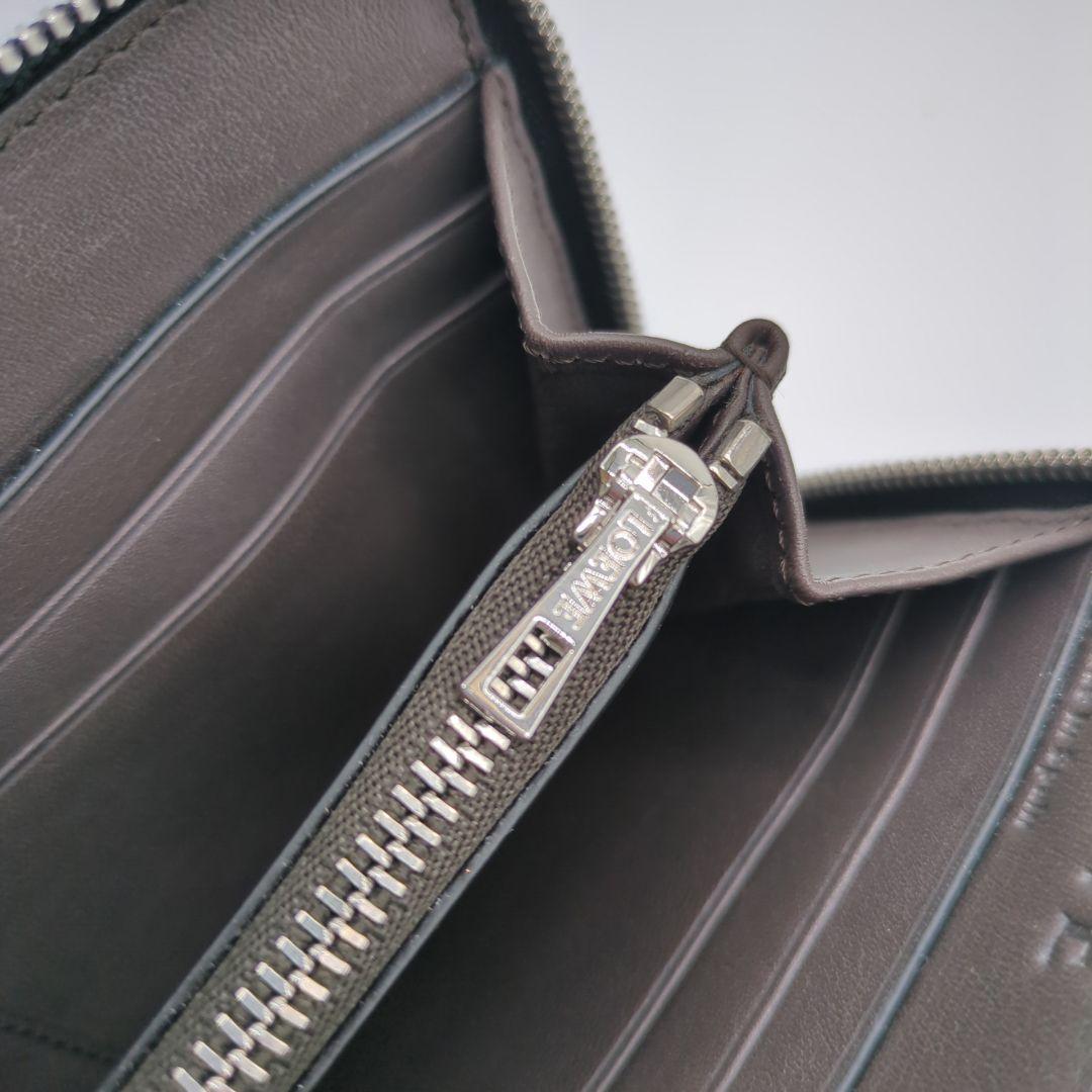 【未使用級】ロエベ レザー 長財布 ラウンドファスナー アナグラム 黒 シボ皮