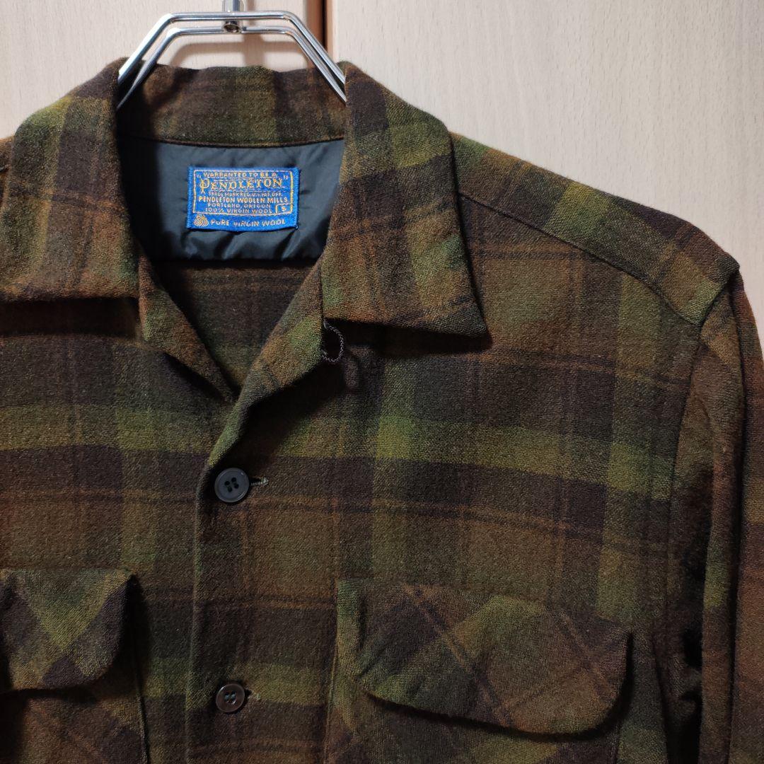 ペンドルトン Pendleton 60s ボードシャツ オープンカラー ブラウン