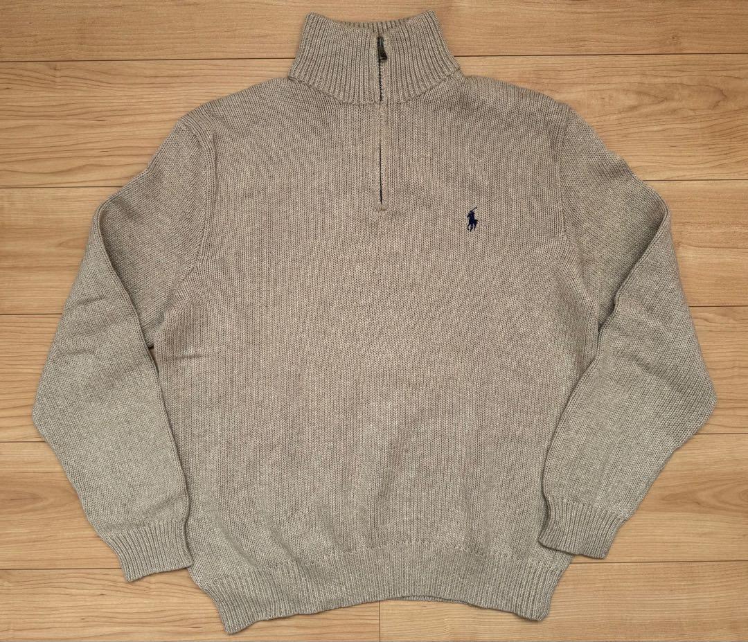 ポロバイラルフローレン ハーフジップコットンニット セーター ポニー刺繍 L
