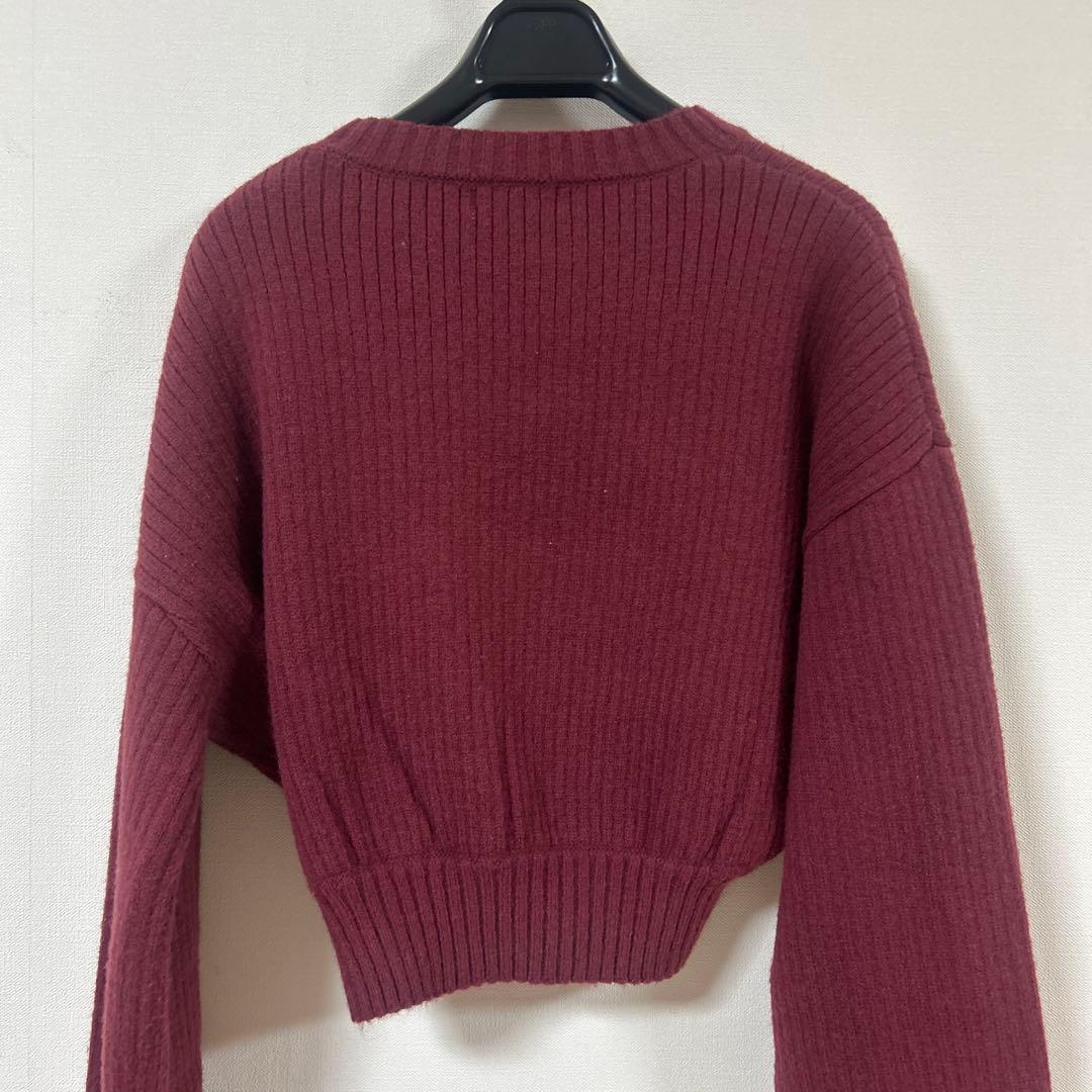 専用‼️Darich ビジューボリュームリブニット トップス ボルドーレッド