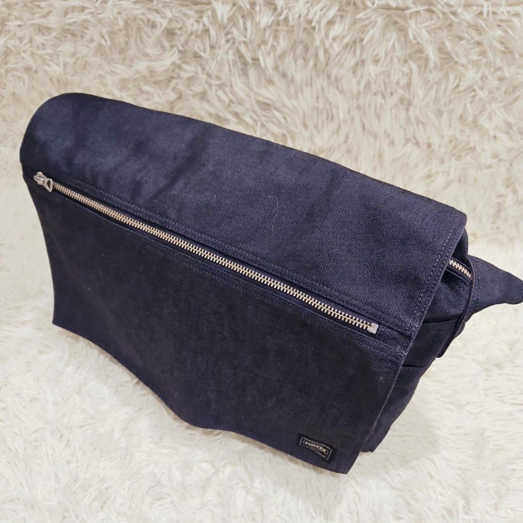 未使用級 ポータースモーキー ショルダーバッグ メッセンジャーバッグ ネイビー