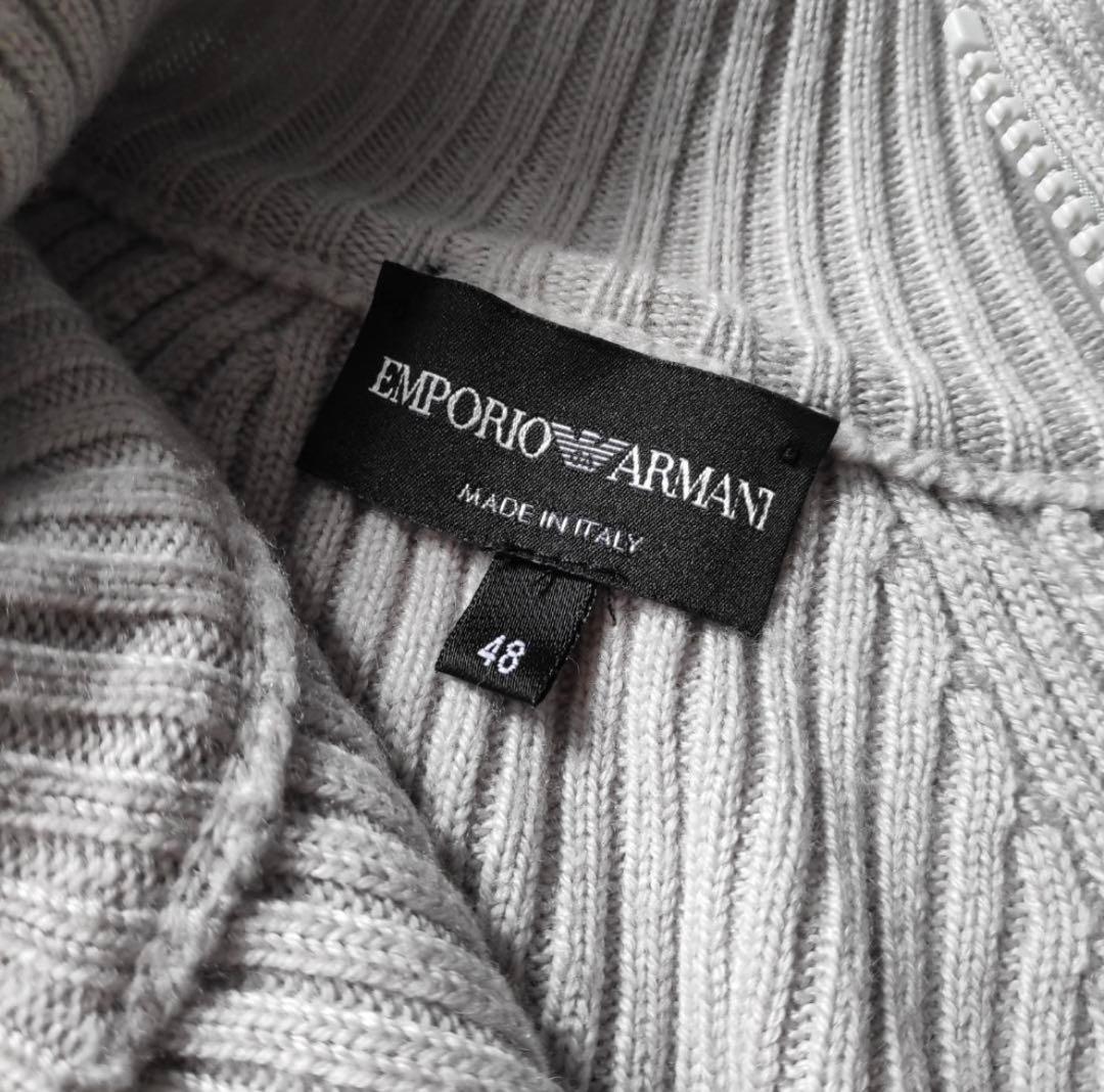 【正規品】EMPORIO ARMANI グレー ハイネックセーター 48 ジップ