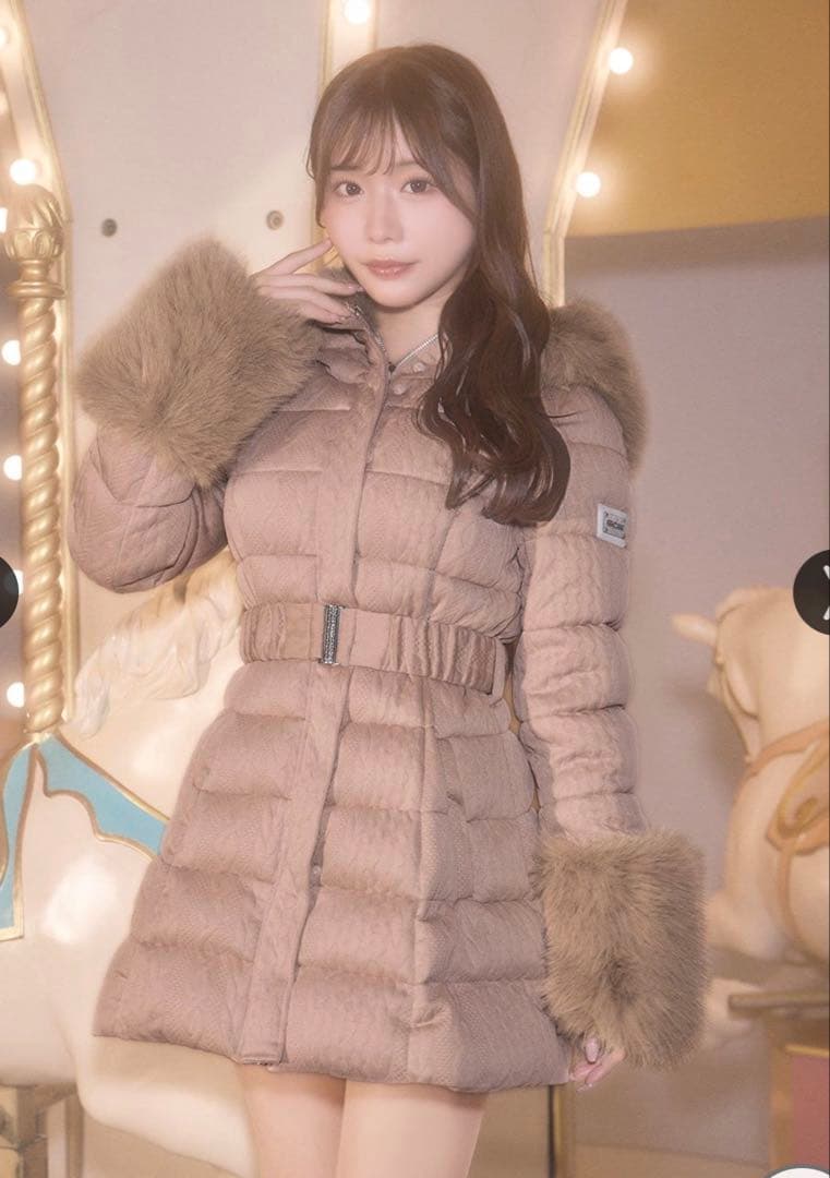 michellMacaron ミシェルマカロン ケーブル柄ベルトダウンコート