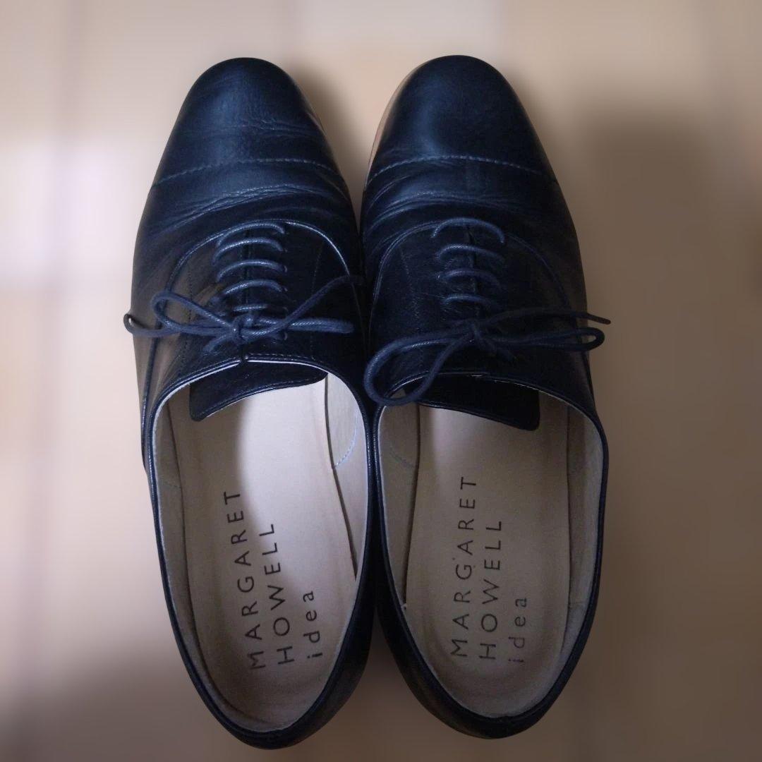 MARGARET HOWELL idea 黒革靴 オックスフォード レースアップ