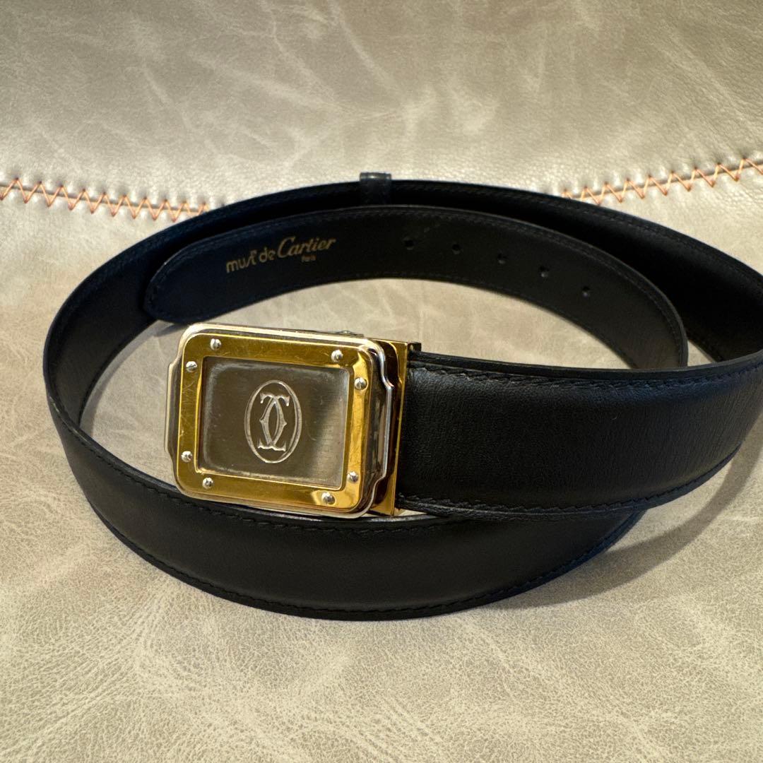 【極美品】Cartier サントス マストライン ベルト レザー ブラック