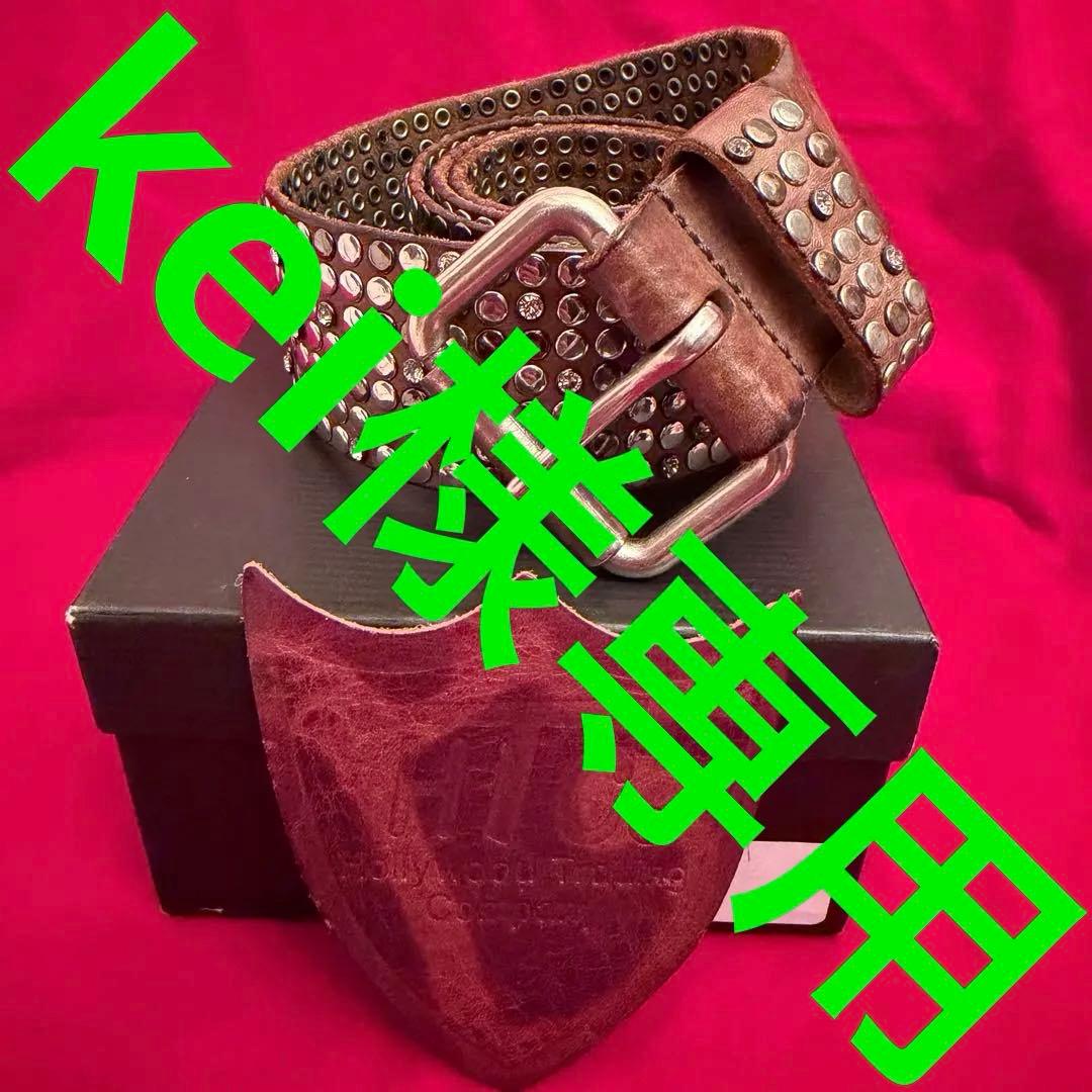 HTC メンズスタッズレザーベルト サイズ90/86 B'2nd 本革 箱付き