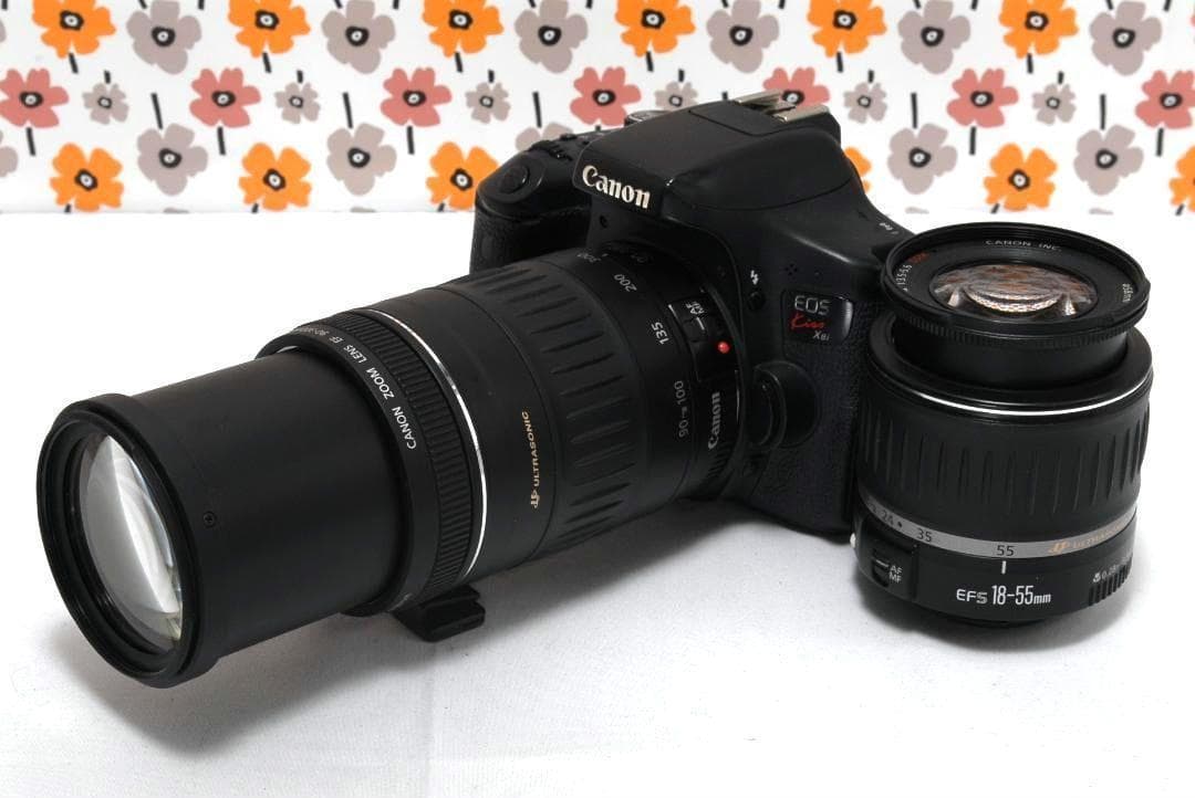 【返品保証】❤Canon Kiss X8i❤Wi-Fi画像転送❤ダブルレンズ❤