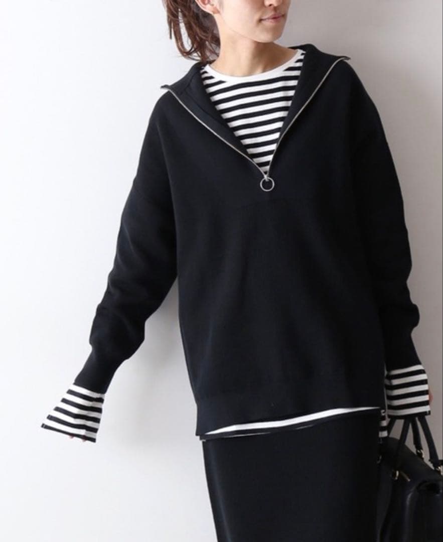 FRAMeWORK コットンハリヌキハーフジッププルオーバー