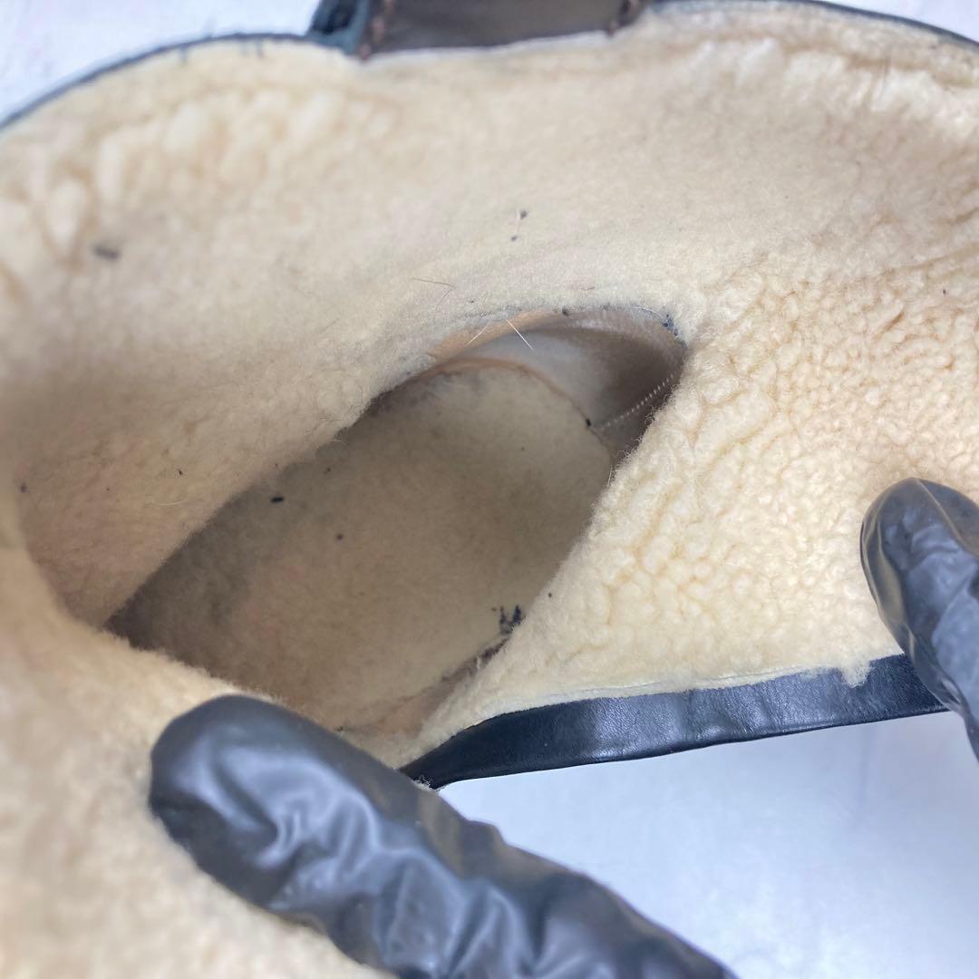 CHANEL ココマーク ムートンブーツ 黒 レザー