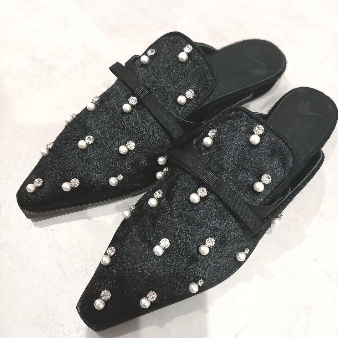 新品未使用✨ツルバイマリコオイカワ Theresa ハラコ ミュール パンプス