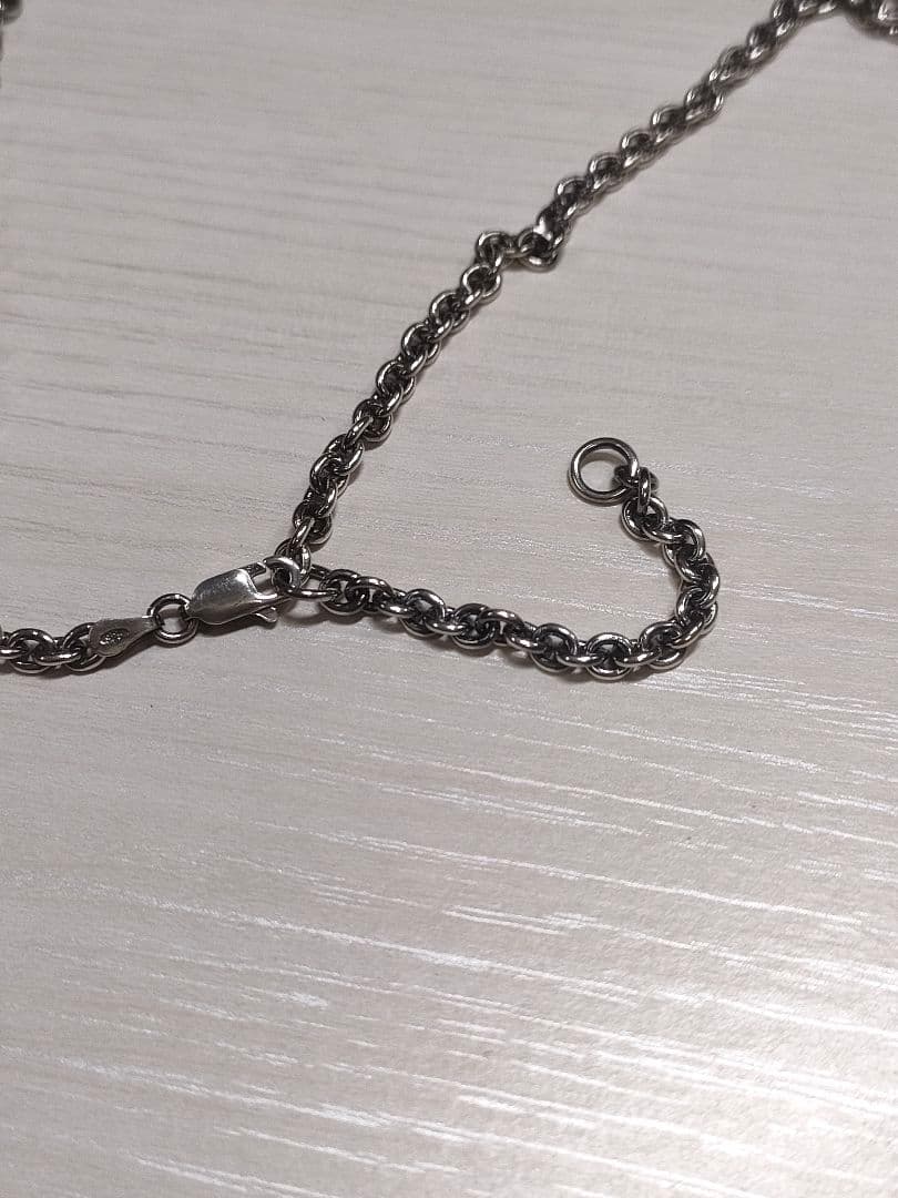 シルバー925製あずきチェーンネックレス56㌢幅3.7㍉17㌘刻印有イタリア製