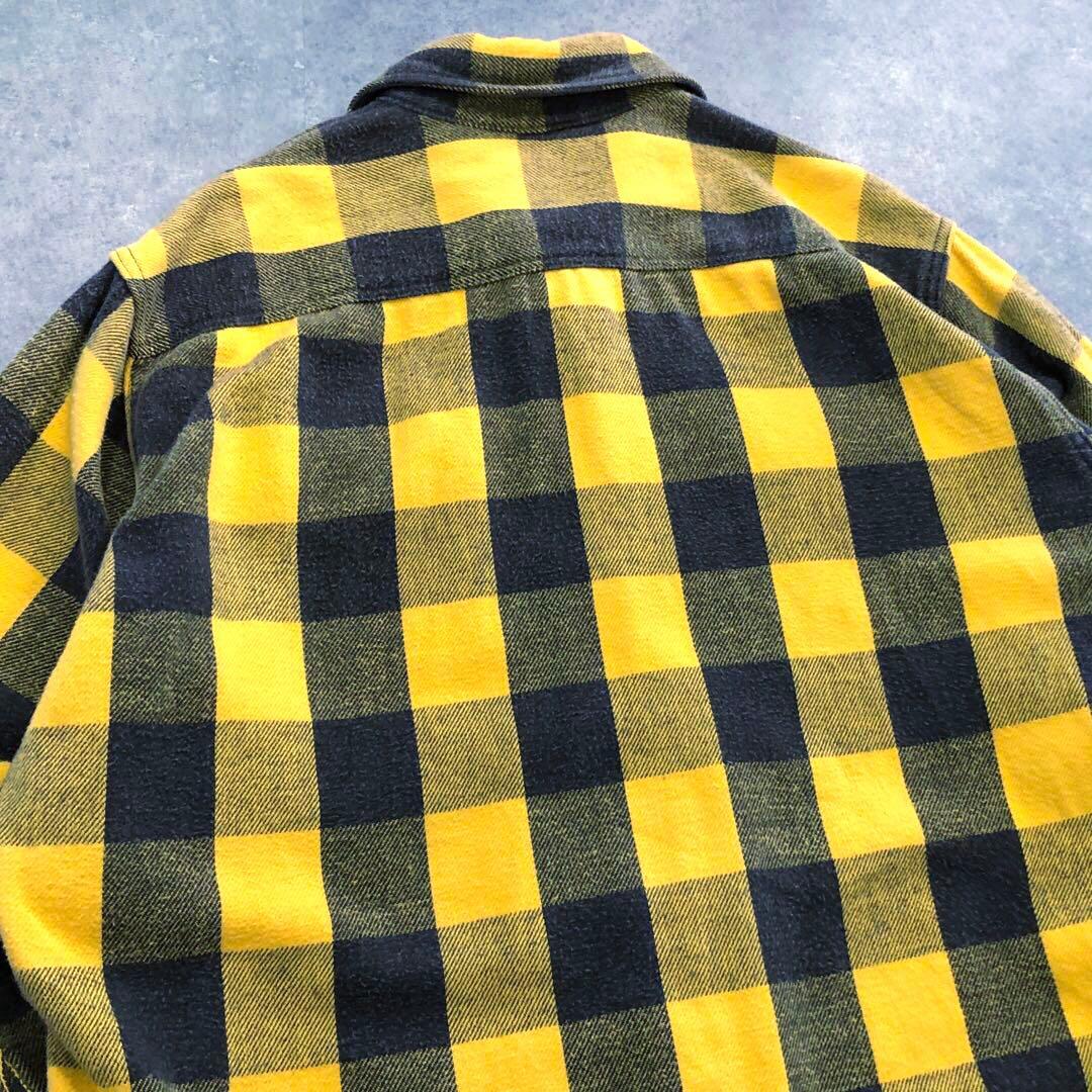 90s USA製 Prentiss ネルシャツ バッファローチェック イエロー