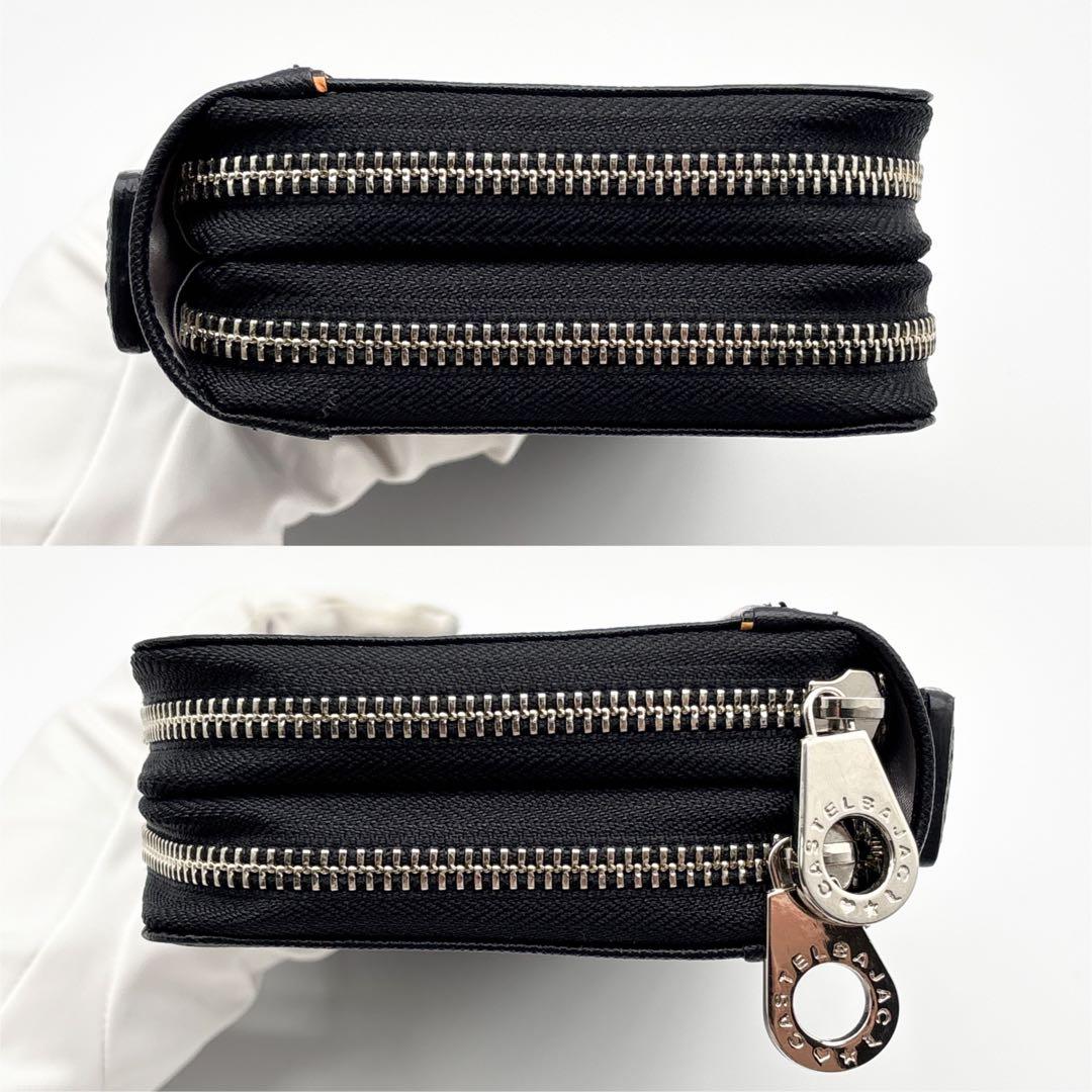 【極美品】カステルバジャック 2層 オーガナイザー 財布 ダブルファスナー 黒