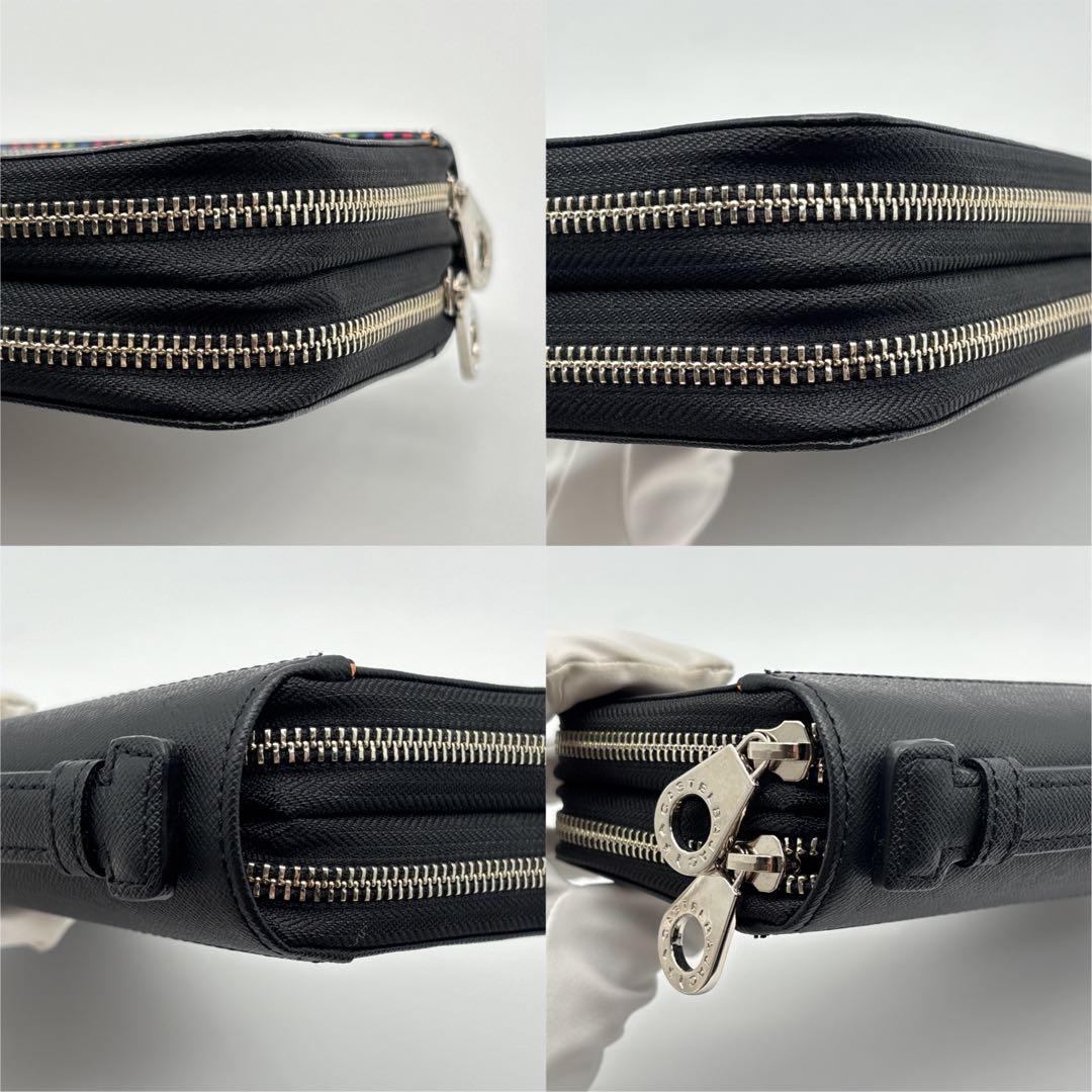 【極美品】カステルバジャック 2層 オーガナイザー 財布 ダブルファスナー 黒