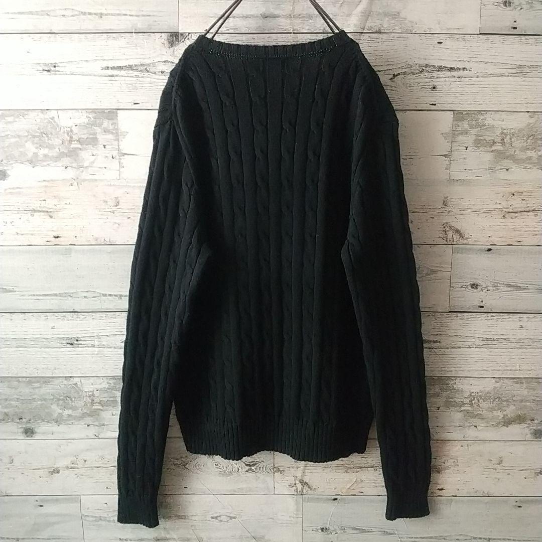 人気定番☆ポロラルフローレン 刺繍ロゴ ケーブル ローゲージ ニット L