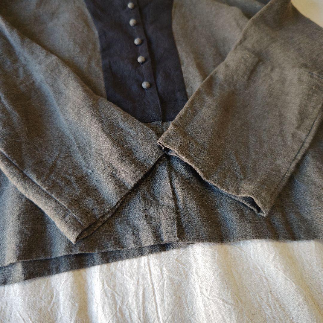 MAGALI マガリ ブラッシュドベルギーリネンカーディガン チャコール