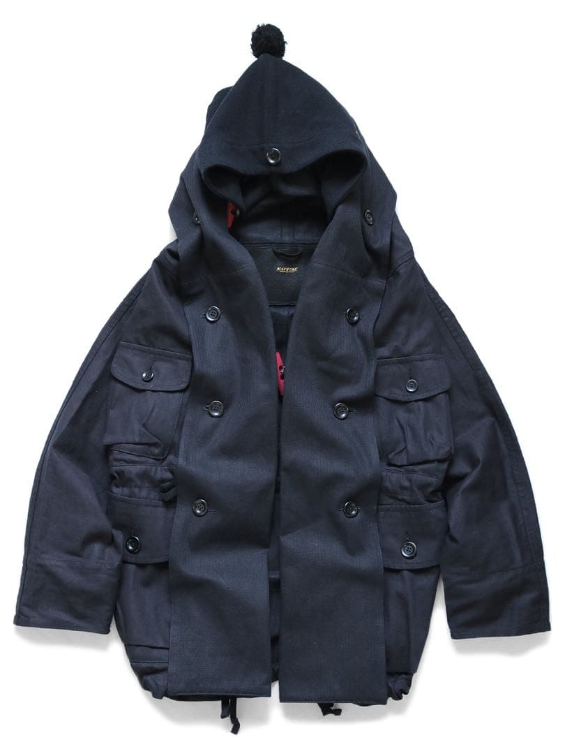 KAPITAL ネイビー モッズコート フード付き