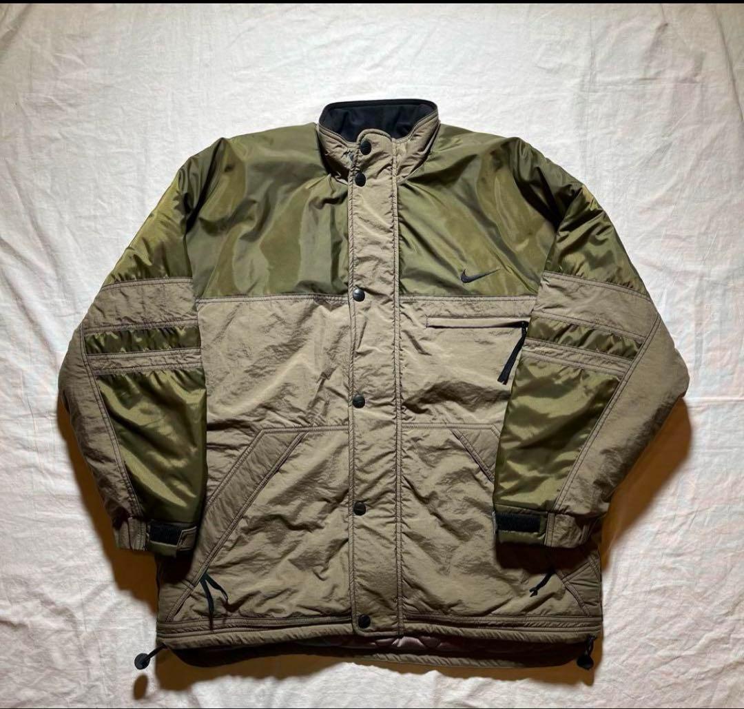 90s NIKE パフジャケット カーキ グリーン サイズXL