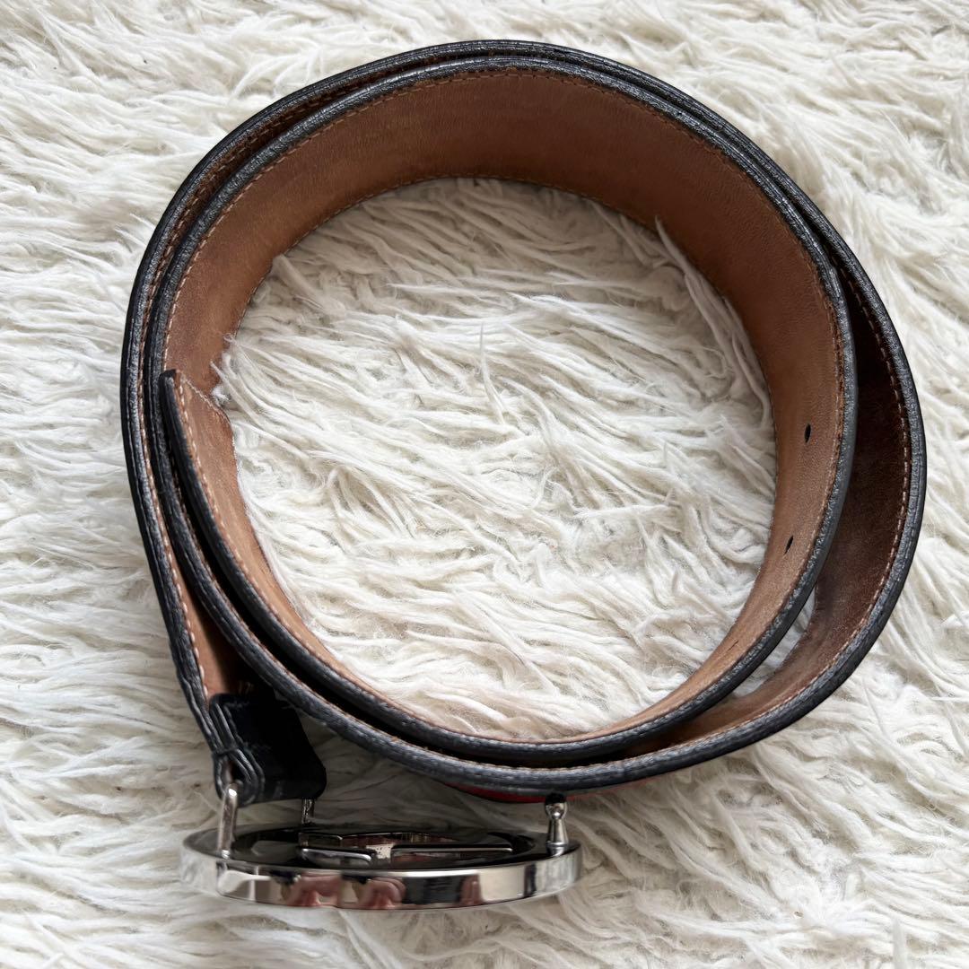 良品　GUCCI　グッチ　インターロッキングベルト　シェリーライン　114984