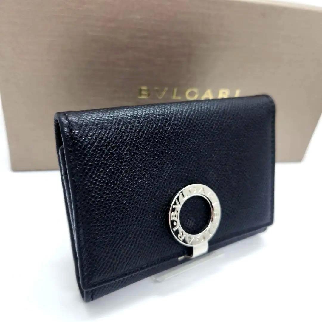 極美品 BVLGARI ブルガリ レザー カードケース 名刺入れ ブラックレザー