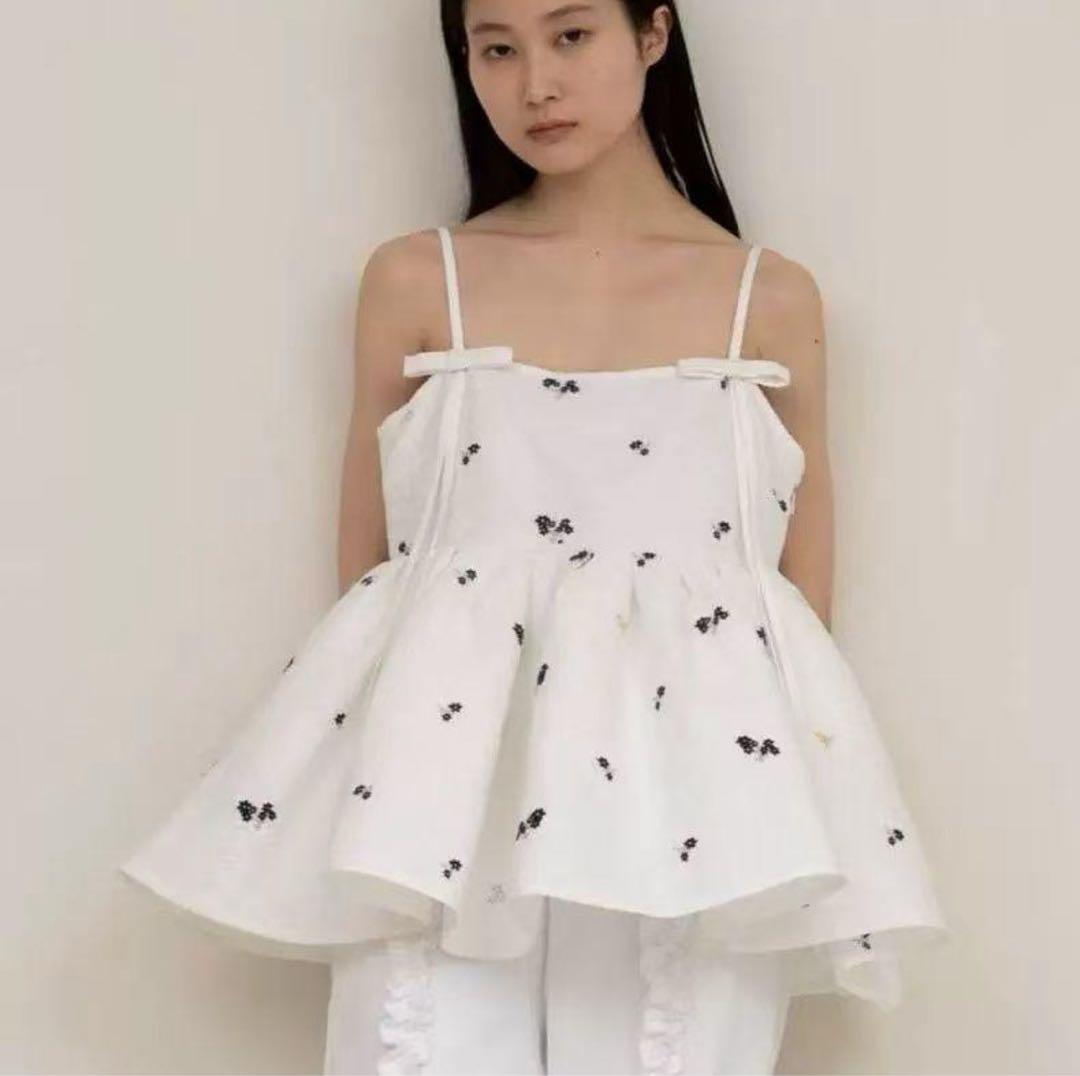 Bibiy B. COSMOS BUSTIER ホワイト フレアキャミソール