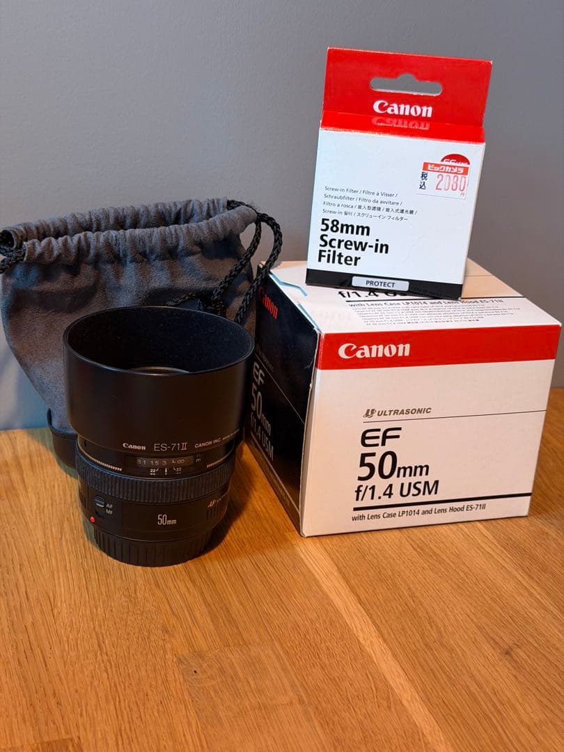 Canon EF 50mm f/1.4 USM レンズ + Filter 2x