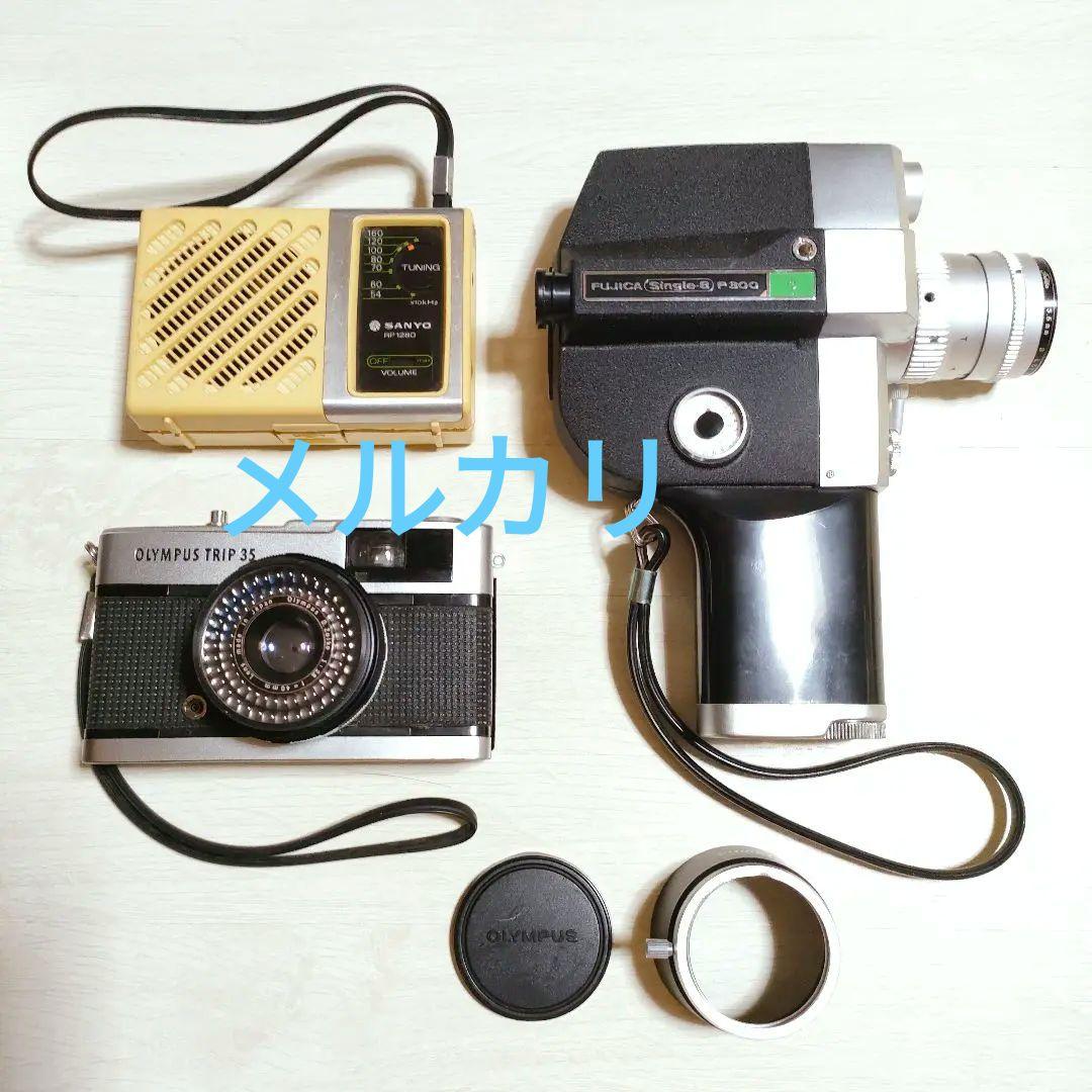 ジャンク　レトロカメラ、ビデオ、デジカメ、携帯ラジオ、メモリーカード　など8点