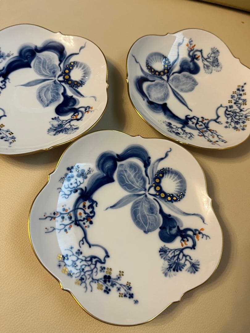 マイセン　ブルーオーキッド　限定　小皿　金彩縁取り