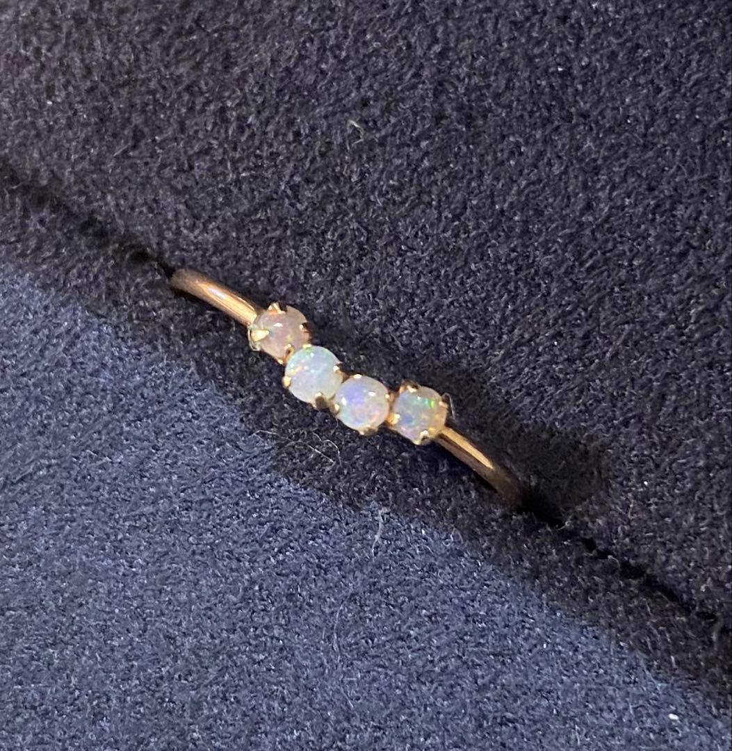 【値下】agete K10 11号リング４粒 オパールリング 【販売証明書付き】