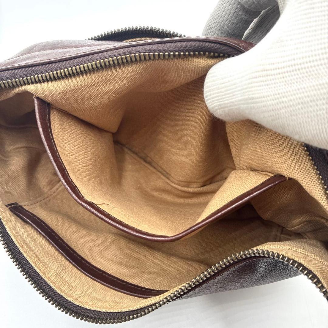 人気 ゲンテン ボディバッグ ショルダーバッグ 三日月 トスカ レザー ブラウン