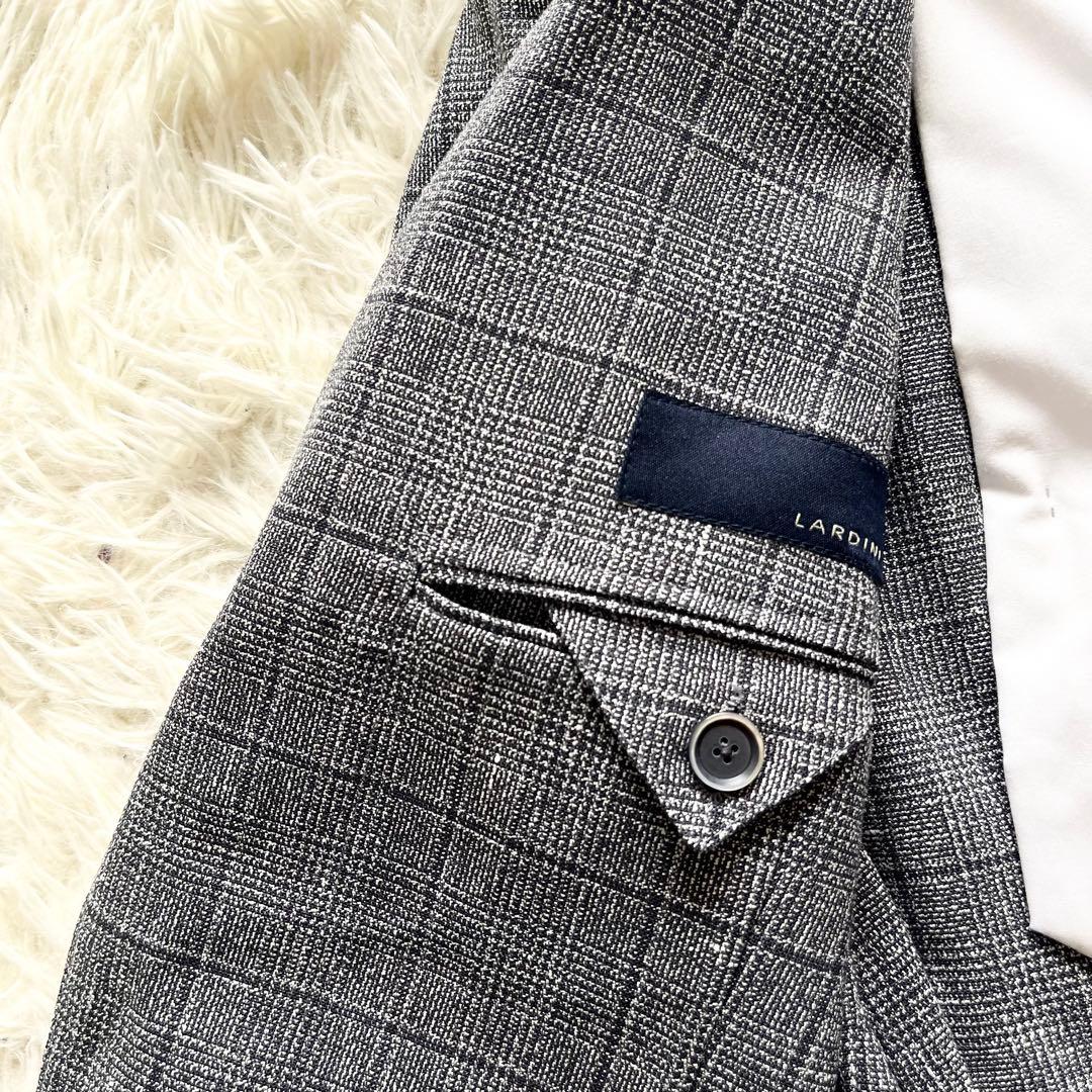 <美品>LARDINI ネイビー ウール フラックス ジャケット サイズ44