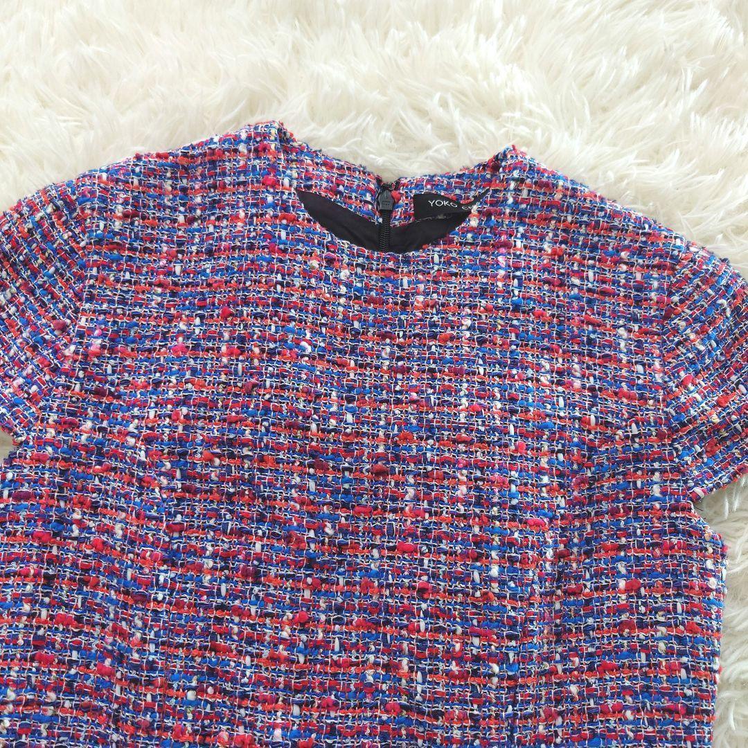 YOKOCHAN ツイード バルーンドレス 36 美シルエット 赤系