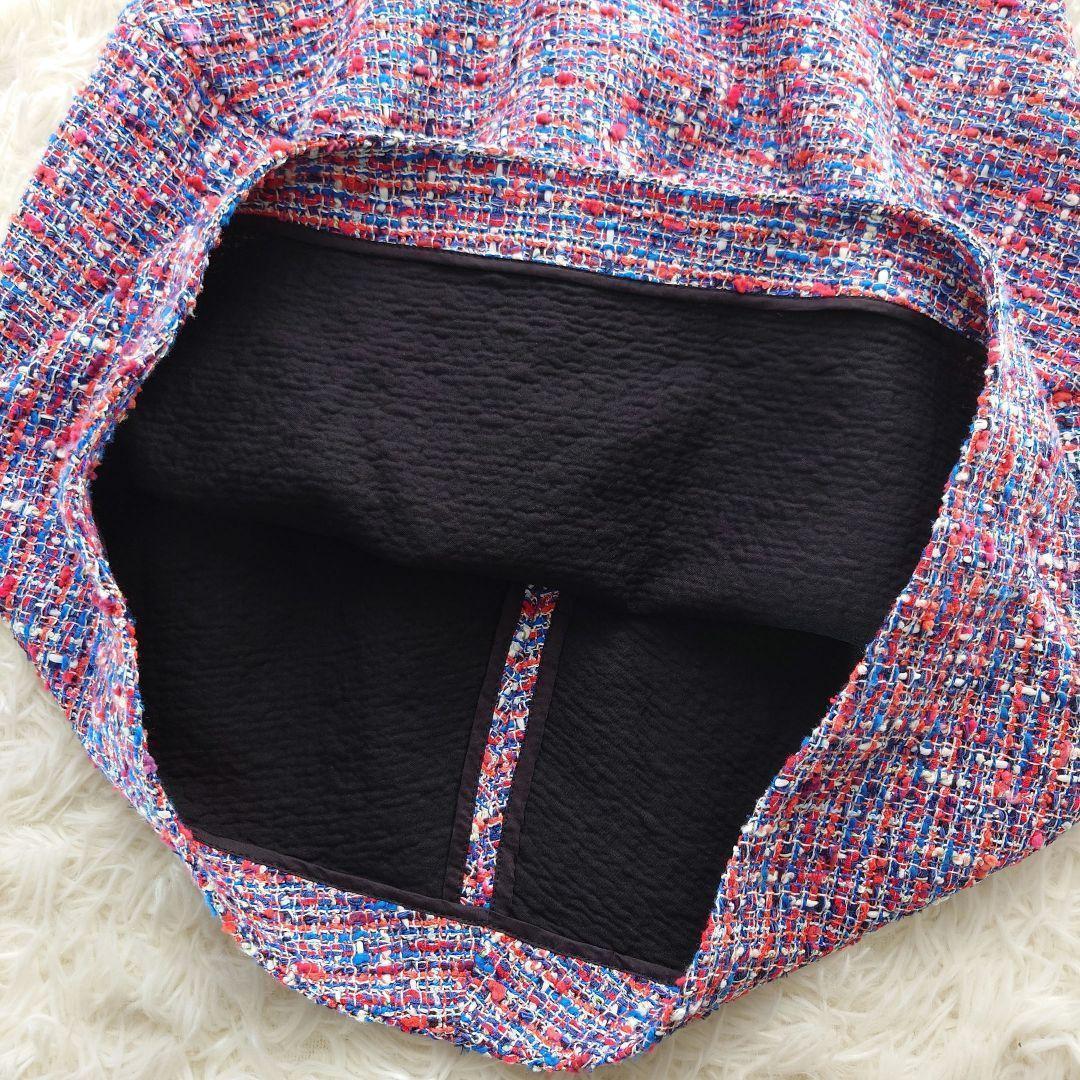 YOKOCHAN ツイード バルーンドレス 36 美シルエット 赤系