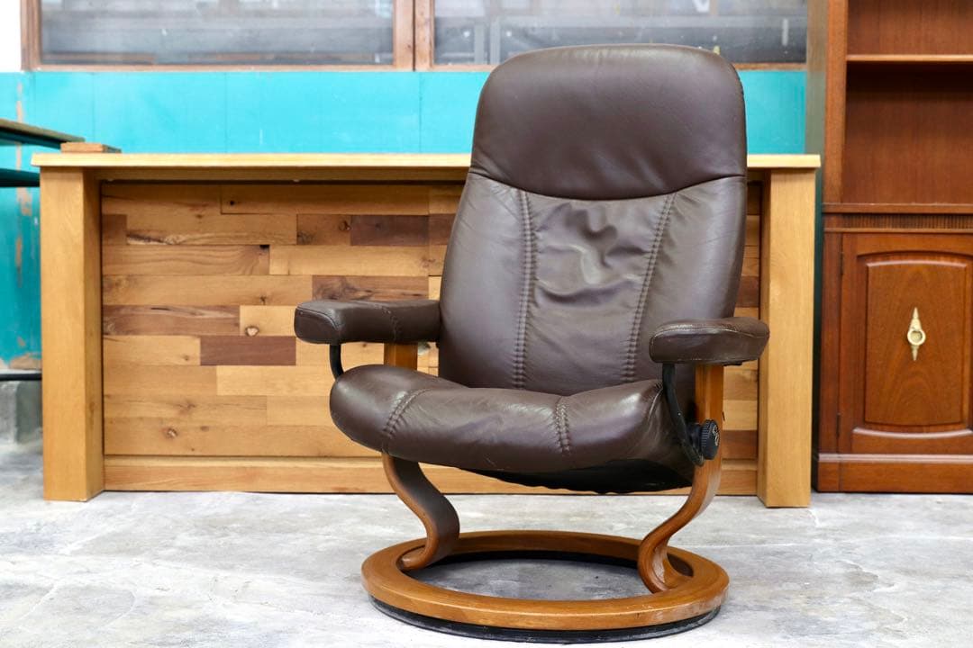 GMHS357○EKORNES / エコーネス コンサル ブラウン 本革 リクラ