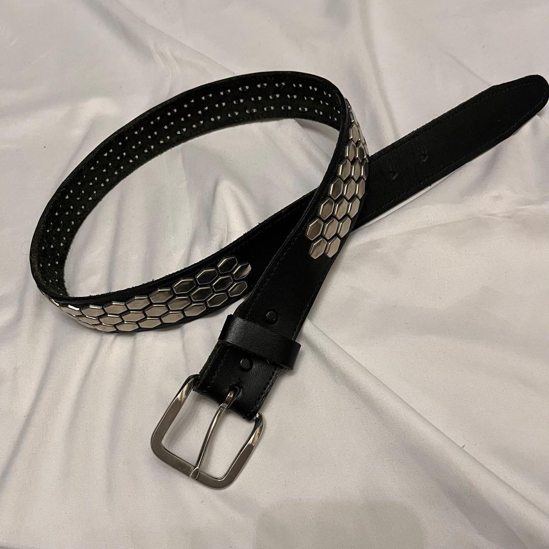 小物 vintage hexagon l studs leather belt