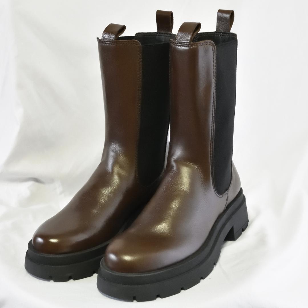 【新品】eness(エネス) レザー サイドゴア ミドル チェルシー ブーツ