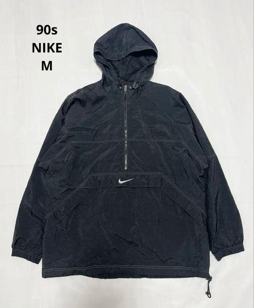 90s 銀タグ NIKE anorak parka M black