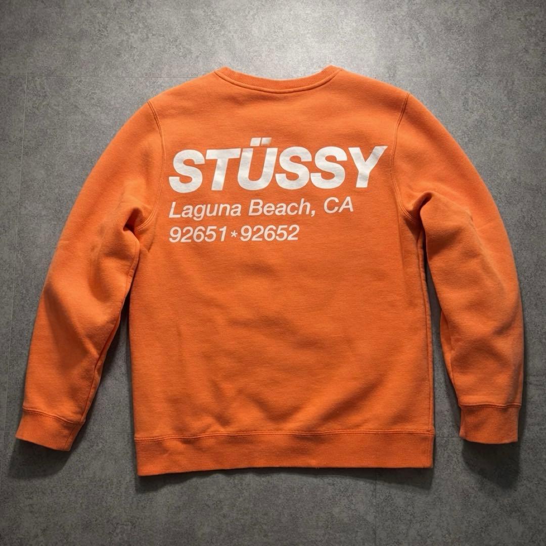 STUSSY 両面ロゴ S ラグナビーチ 00S復刻ロゴ スウェット オレンジ
