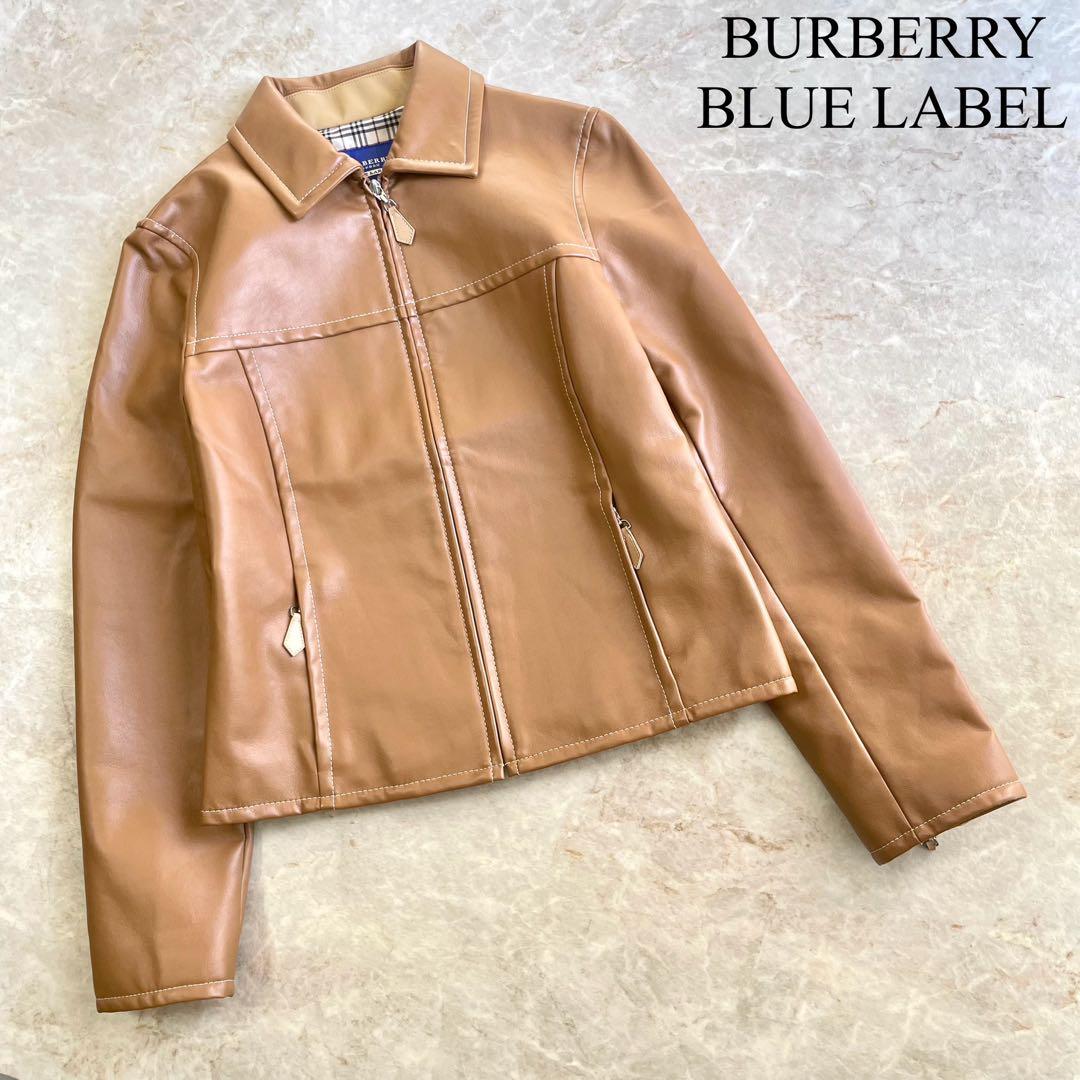 BURBERRY BLUE LABEL 裏地チェック ライダースジャケット 38