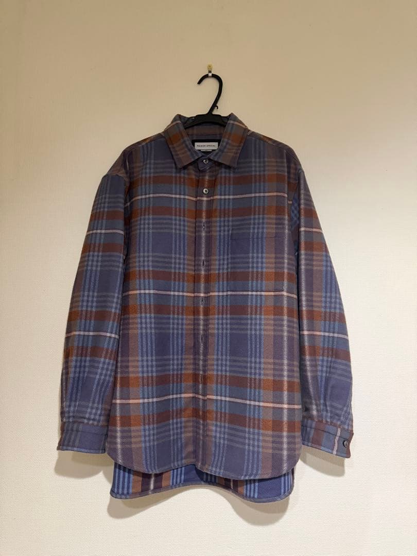 メゾンスペシャル　プライムオーバーレギュラーカラーフランネルシャツ　0