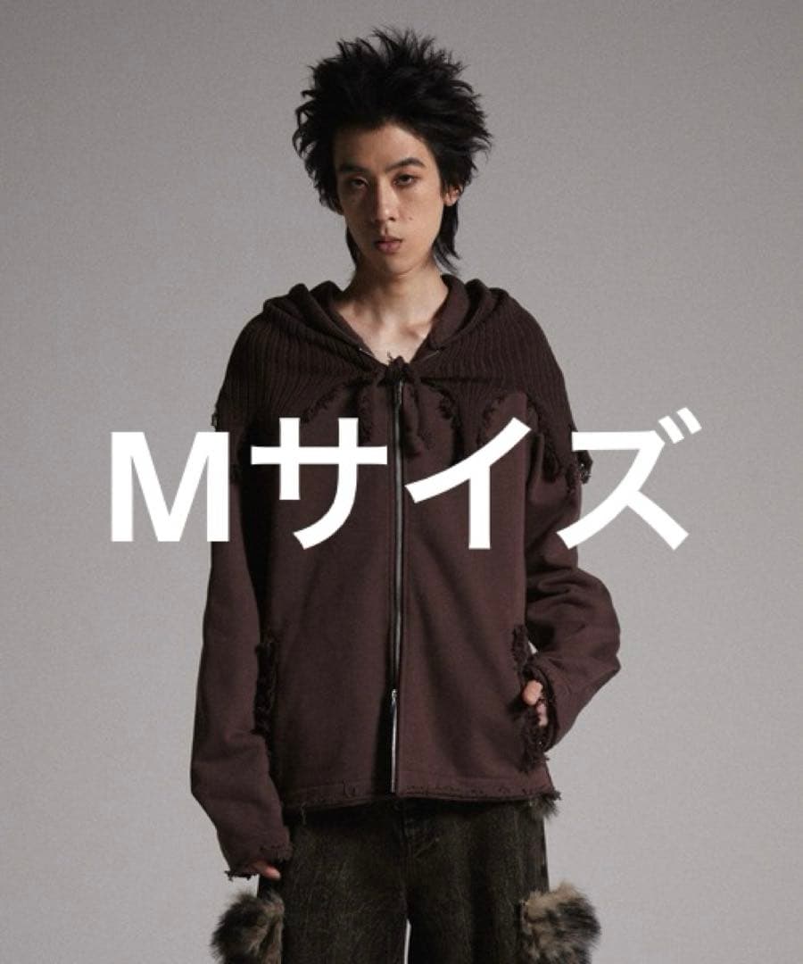 【GRANCY】ニットレイヤードデザインジップフーディ Mサイズ