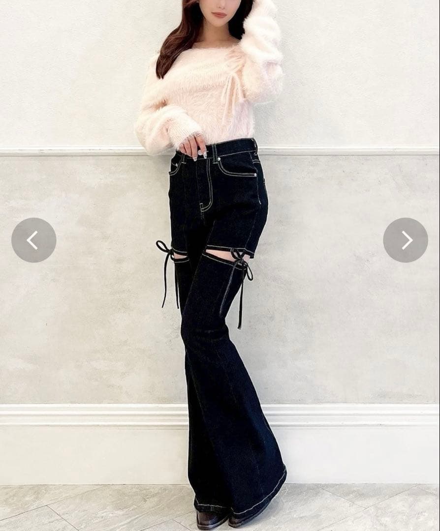 RESEXXY カットアウトリボンデニムパンツ ブラック M